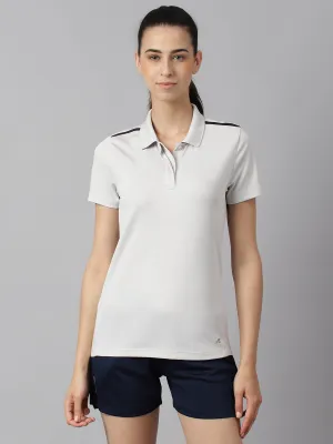 Alcis Women Light Grey Anti-Static Soft-Touch Slim-Fit Training Polo Wonder T-Shirt Thermoregulating Lining