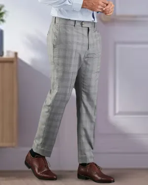 Active Performance StainResistantFinish Drago: Super 160s Light Grey Prince of Wales Checks Dress Pant