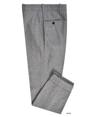 Rubberized Hem Grey Wool Flannel Dress Pant