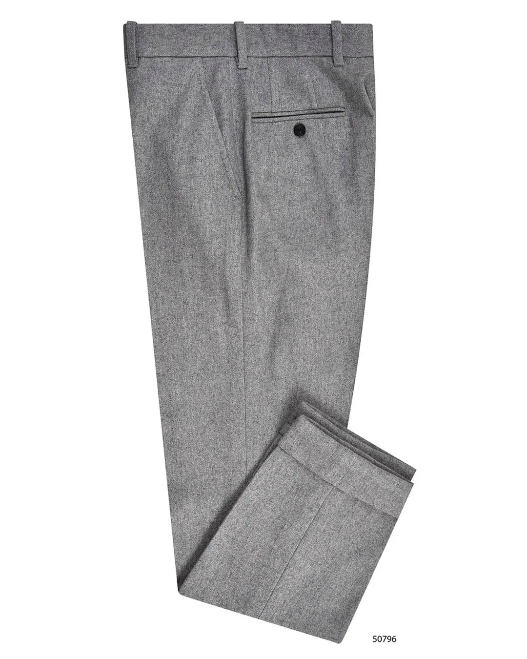 Rubberized Hem Grey Wool Flannel Dress Pant