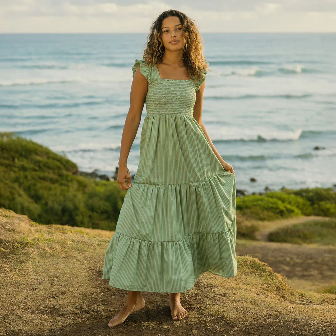Verse Dress, Green and White Stripe Matte Fit FlexFitTechnology