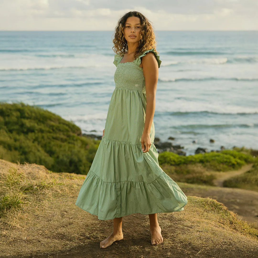Verse Dress, Green and White Stripe UltraSoftFinish