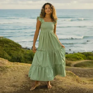 Verse Dress, Green and White Stripe Matte Fit FlexFitTechnology
