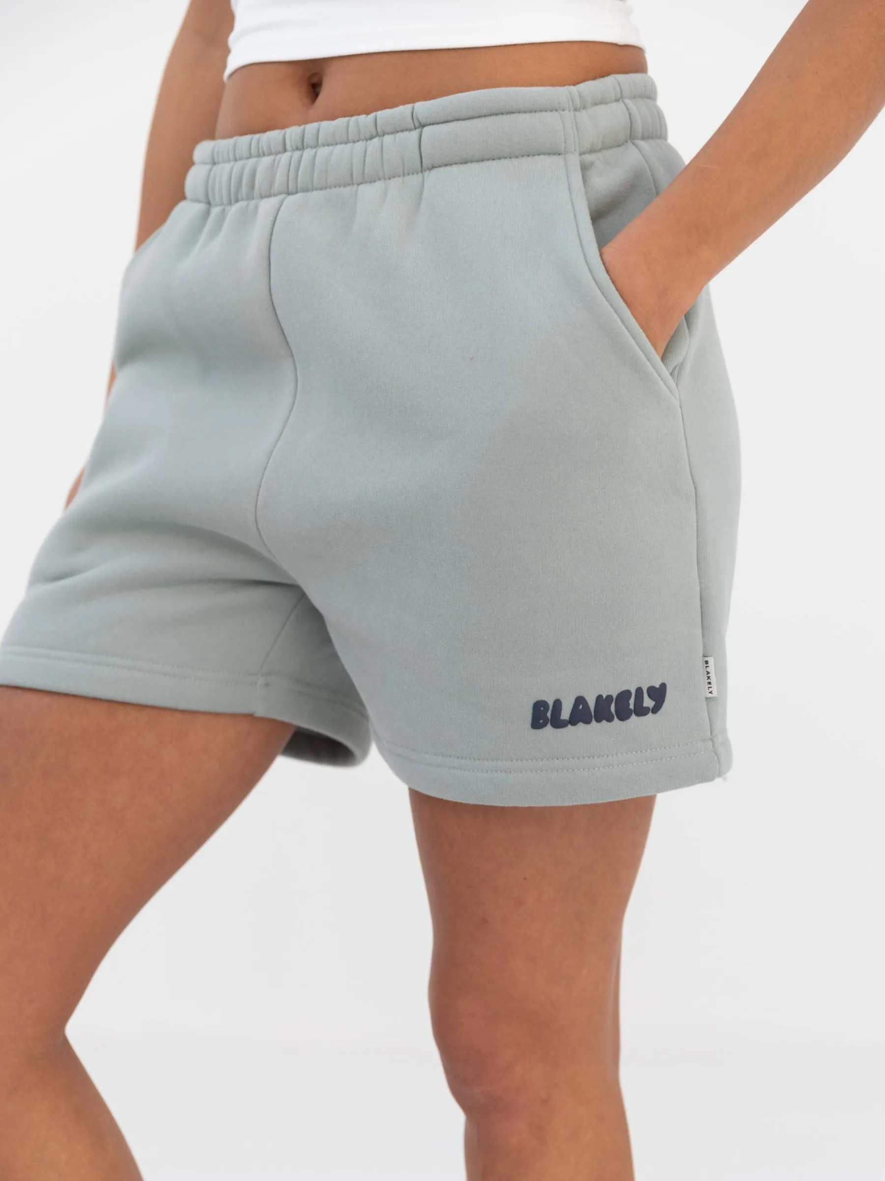 Cloud Print Jogger Shorts - Mineral Blue Low Maintenance Fabric Anti Slip Waistband