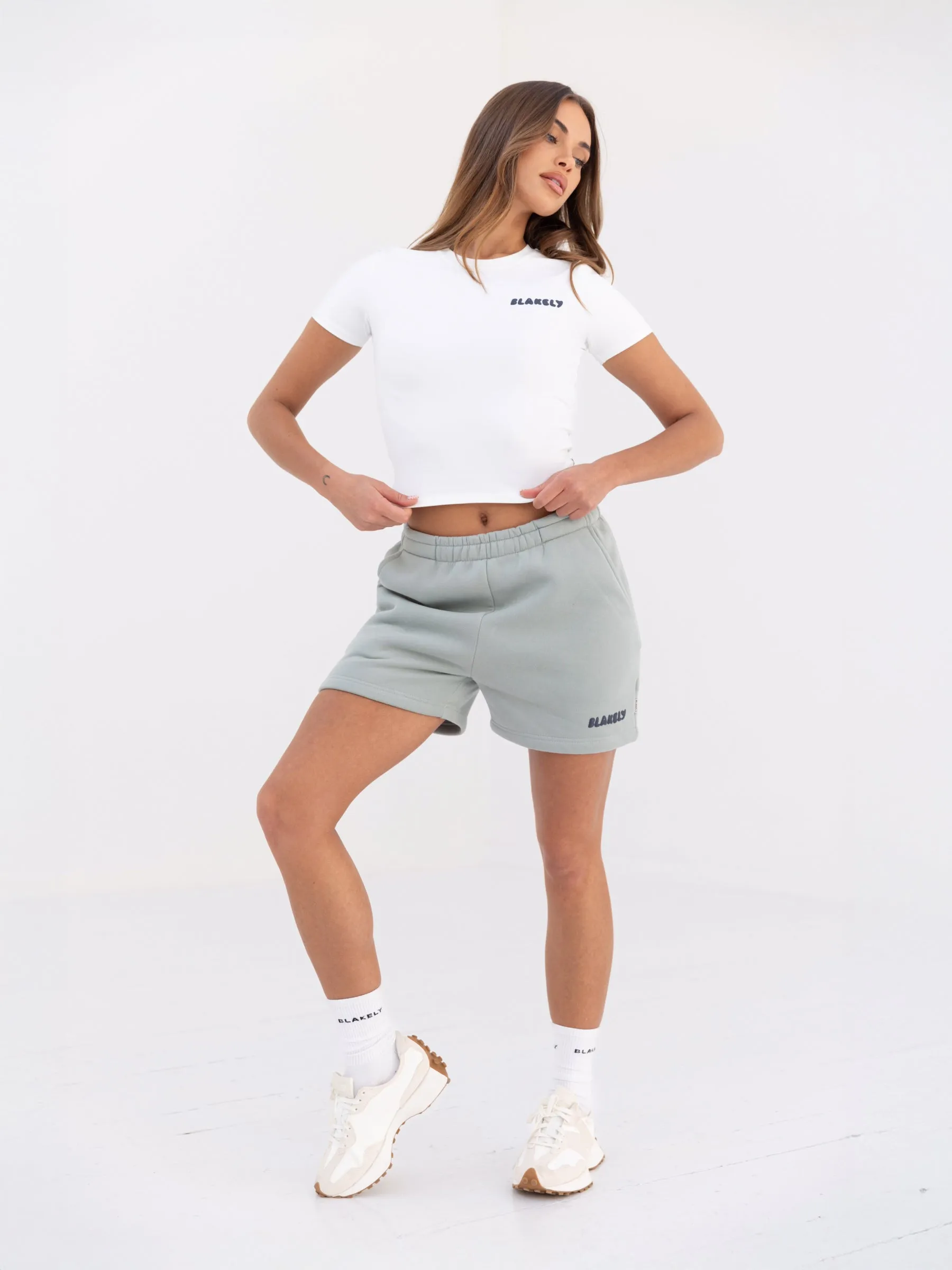 Simple Vibe Cloud Print Jogger Shorts - Mineral Blue