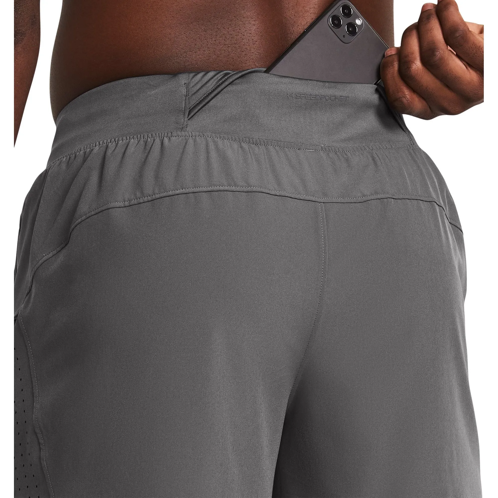 Under Armour Launch Elite 5 Inch Mens Running Shorts - Grey plain shorts