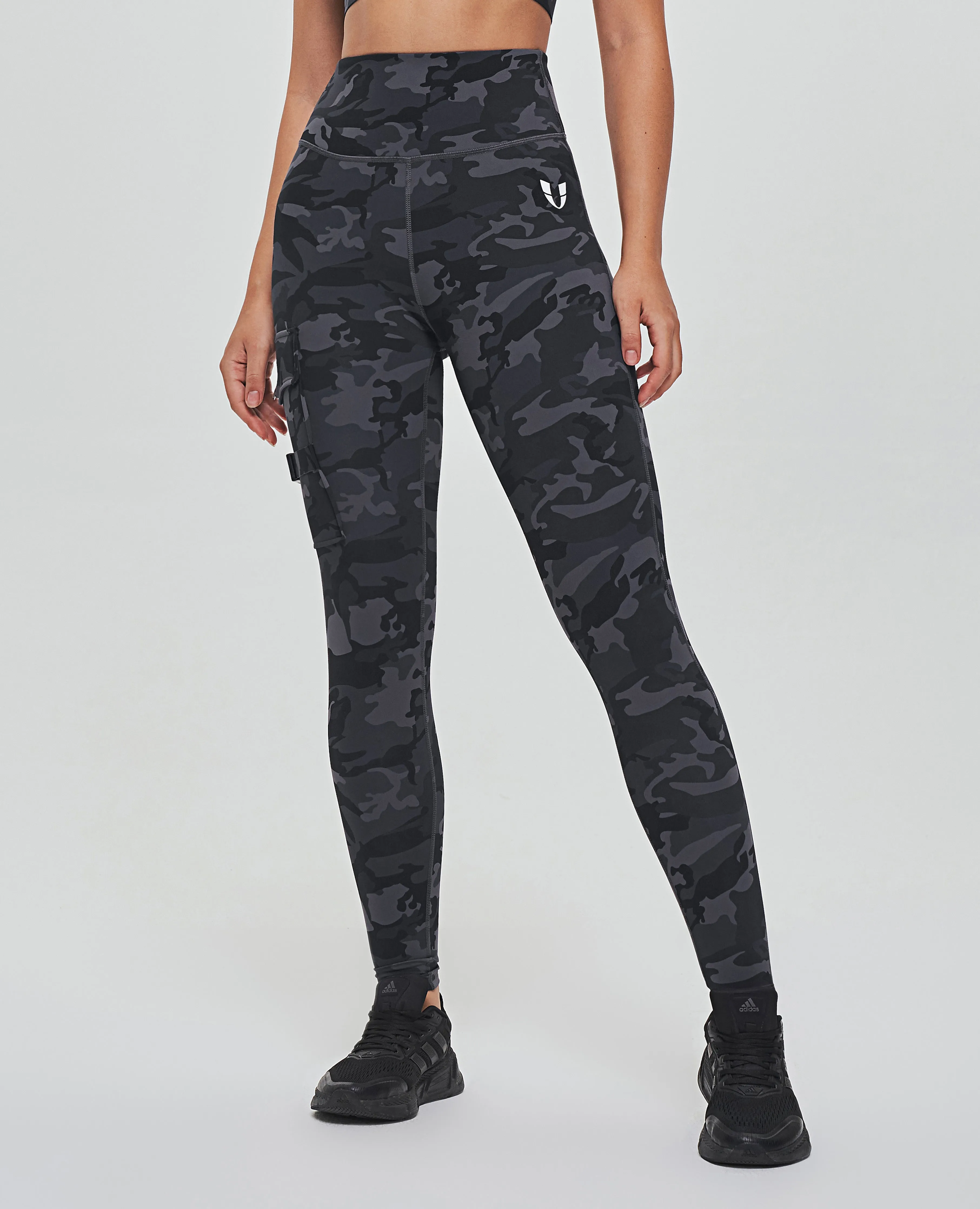 Easy Flex Cargo High Waisted Pocket Leggings - Gray Camo