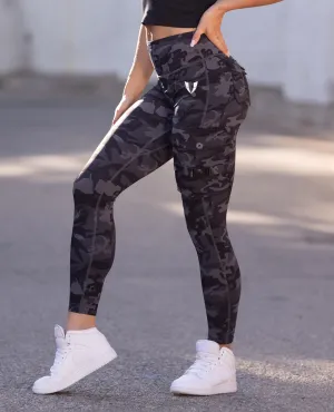 All terrain Seam Free Cargo High Waisted Pocket Leggings - Gray Camo