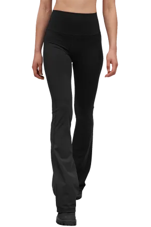 Sweat Wicking Lining Tall Fit Shape Retain FLARED LEGGINGS - Black
