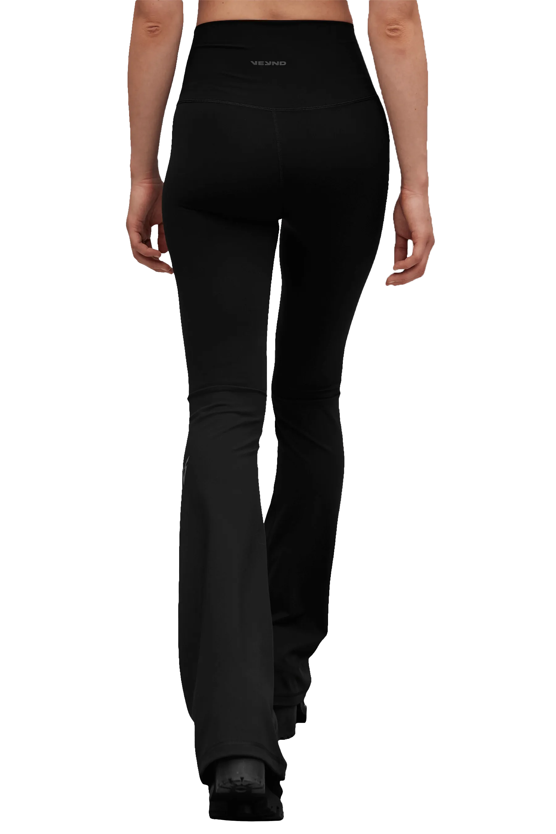 Sweat Control Layered Overlay Design FLARED LEGGINGS - Black