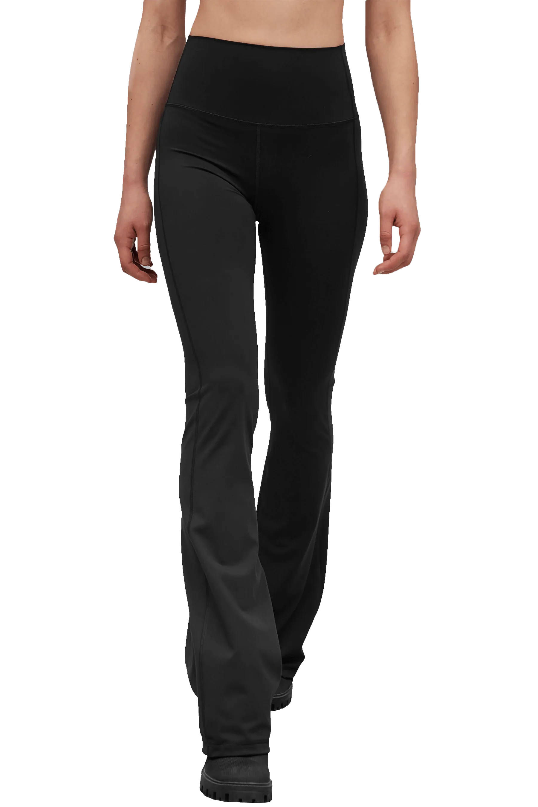 Sweat Wicking Lining Tall Fit Shape Retain FLARED LEGGINGS - Black