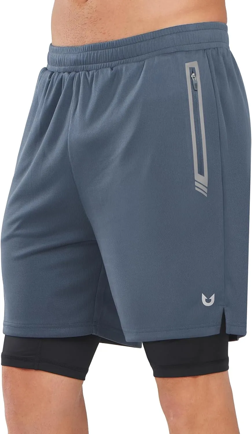 Men's Mesh 2 in 1 Workout Running Shorts 7" Athletic Gym Shorts Travel Essential Simple Mood