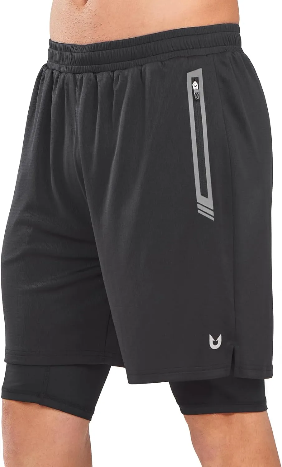 Fun Patterns Men's Mesh 2 in 1 Workout Running Shorts 7" Athletic Gym Shorts