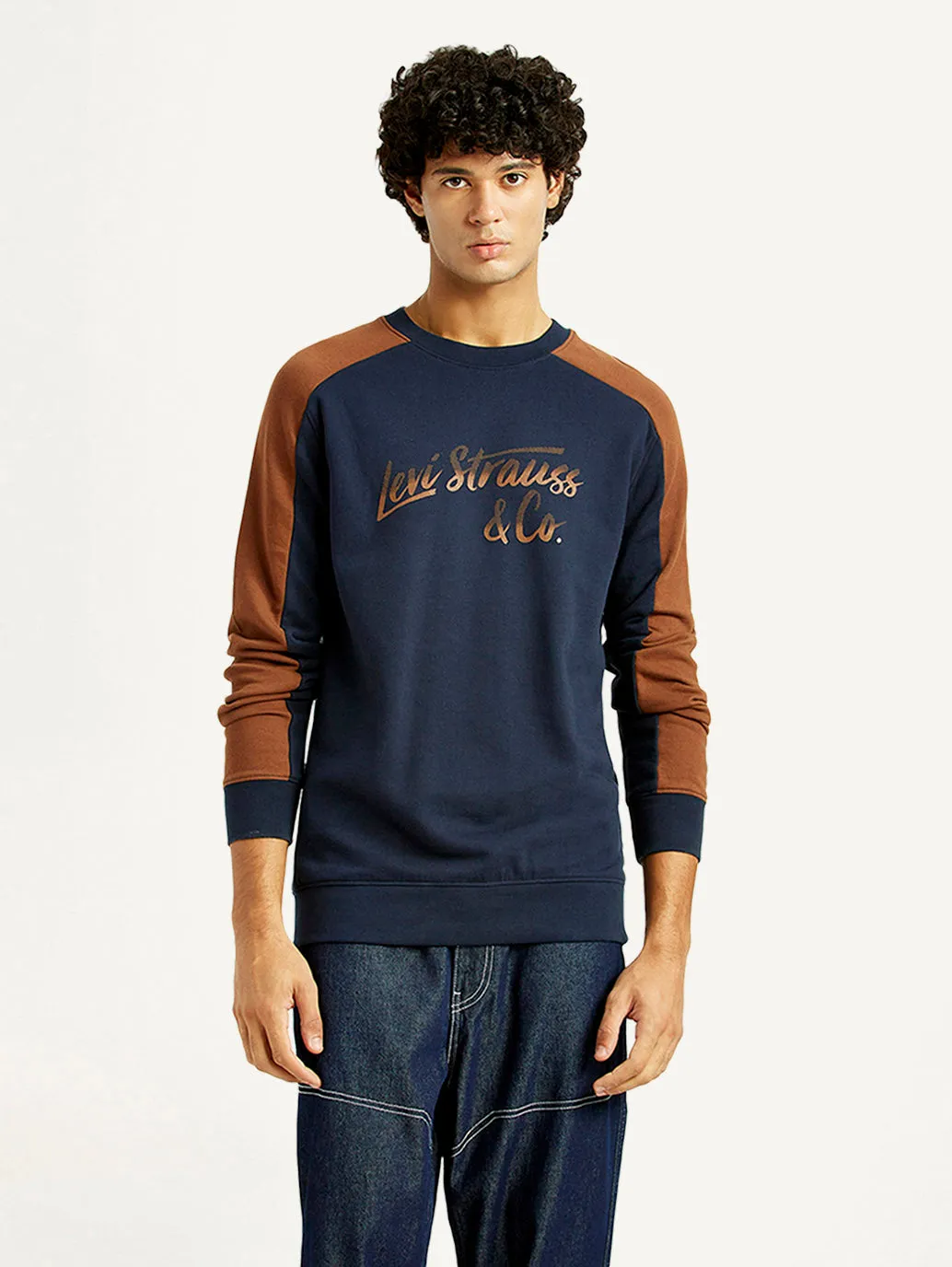 Men's Printed Round Neck Sweatshirt Retro Vibe