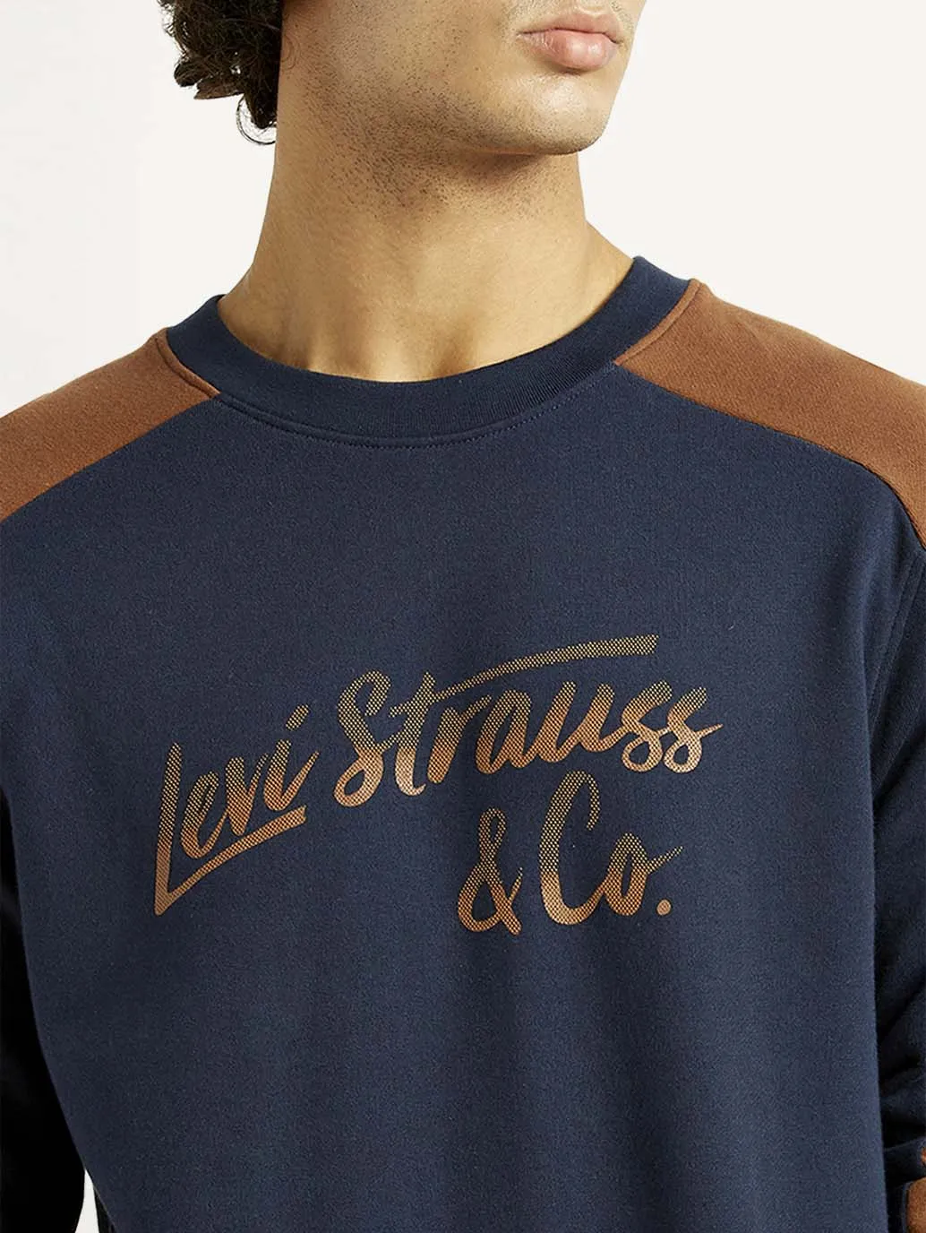 Costume like Double Layered Hood Men's Printed Round Neck Sweatshirt