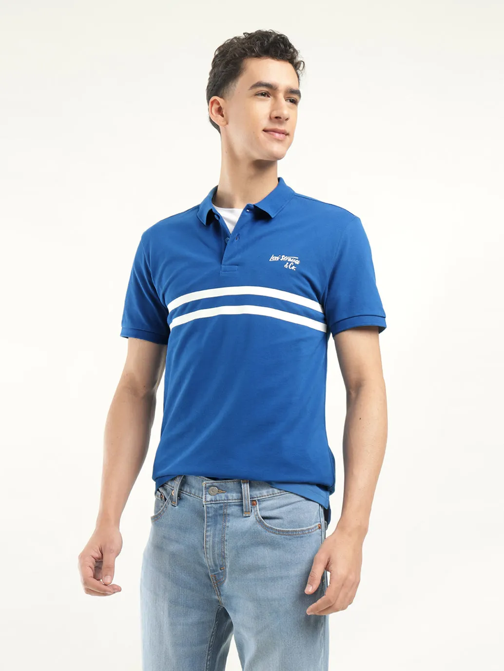 Sun Protection UPF 50 ShrinkageControl Process Men's Striped Polo T-Shirt