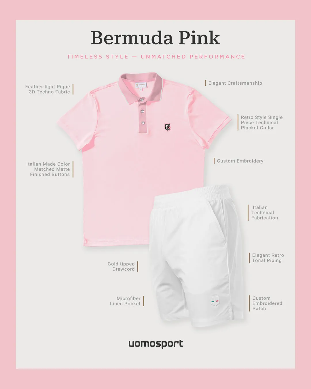 Unstructured Hem UV Protection Retro IV Polo - Paradiso Rosa