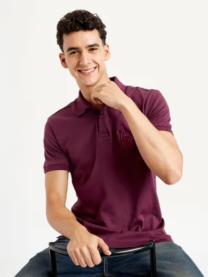EasyCare Woven Fabric Men's Solid Slim Fit Polo T-Shirt