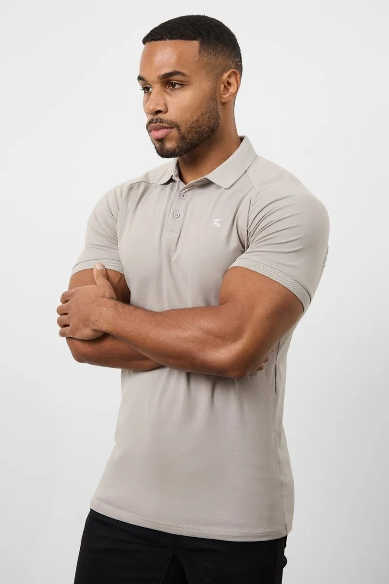 Microfiber Textile Athletic Fit Polo Shirt in Concrete Grey