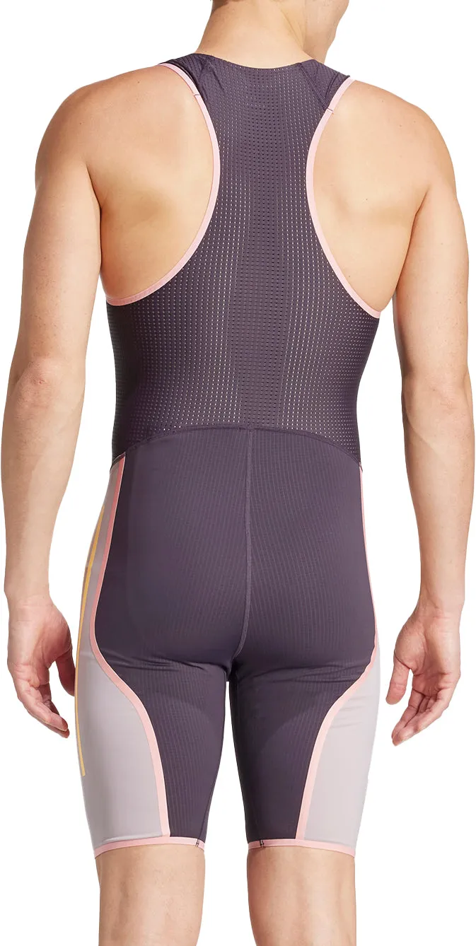 Tactical Attachment Loops Chafe Resistant Edges adidas Adizero Promo Sleeveless Mens Running Suit - Purple