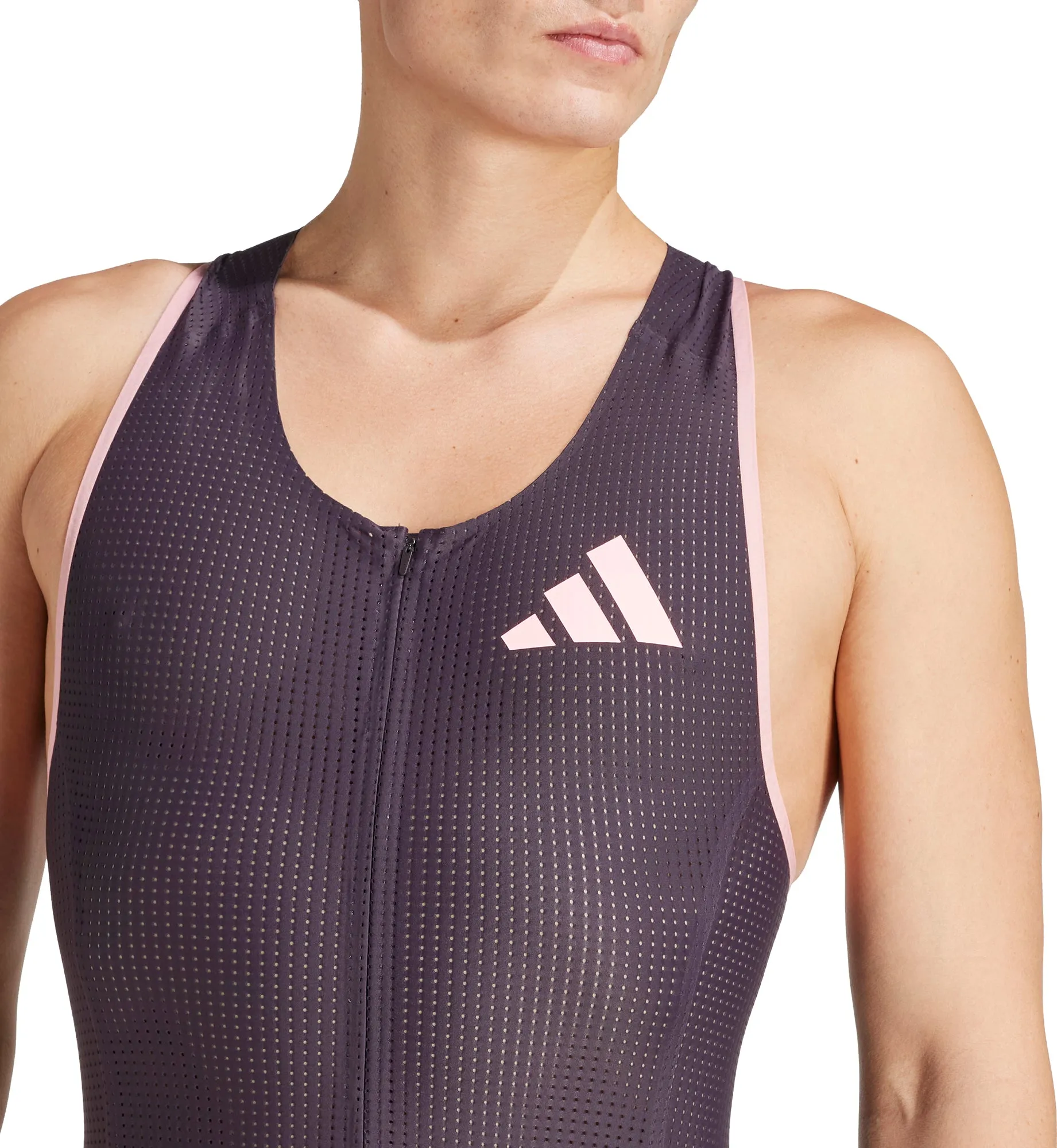 adidas Adizero Promo Sleeveless Mens Running Suit - Purple Athletic Cut Basic Look