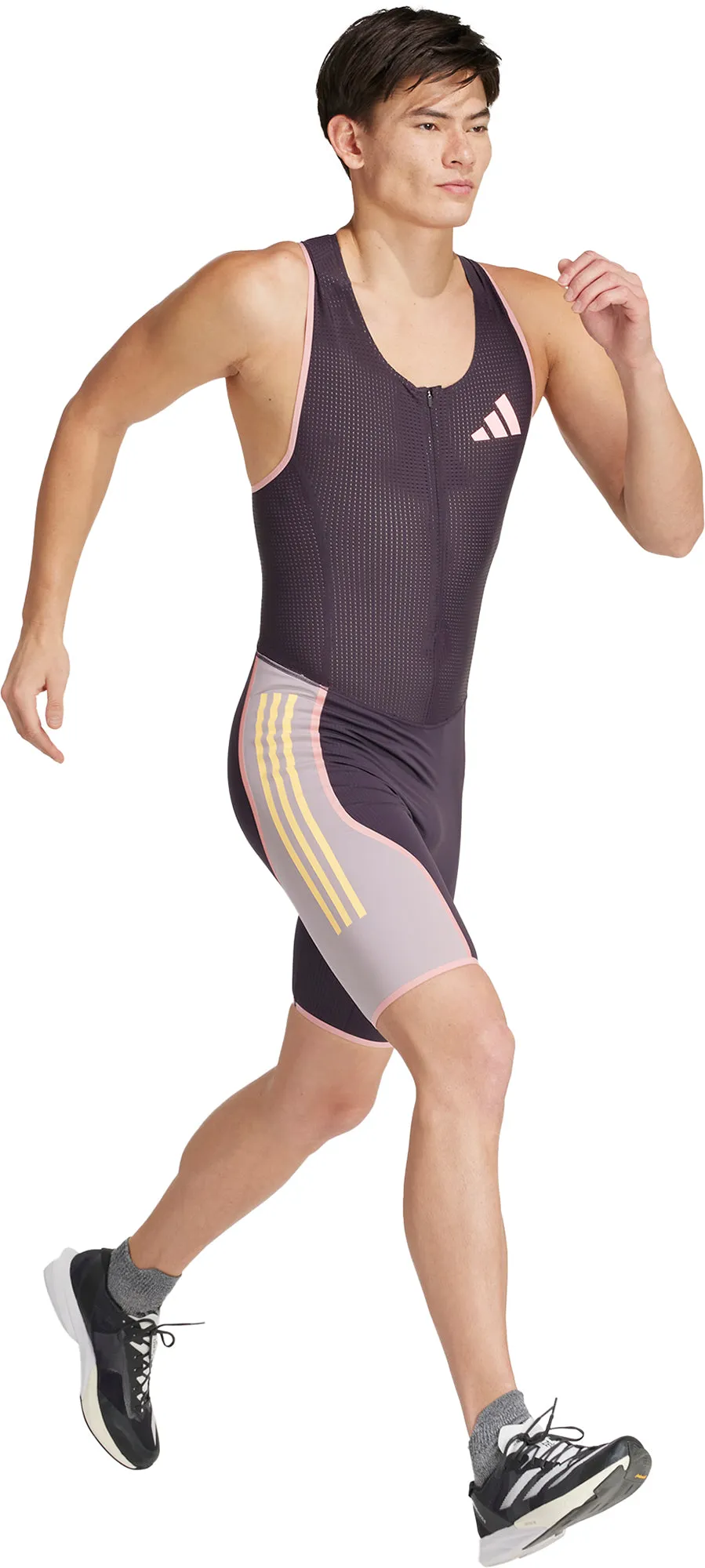 CompactPackable watch adidas Adizero Promo Sleeveless Mens Running Suit - Purple