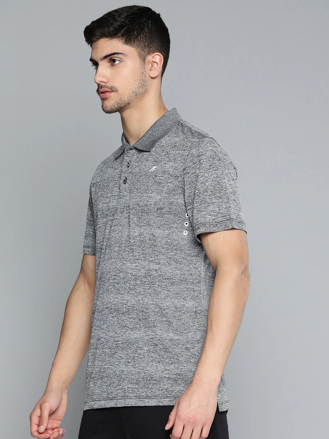 Urban Style Dressy Casual Alcis Men Black Polo Collar Anti Static Slim Fit T-shirt