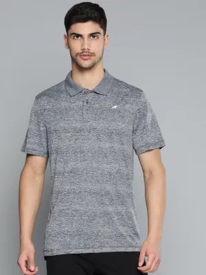 Interlock Cotton Alcis Men Black Polo Collar Anti Static Slim Fit T-shirt