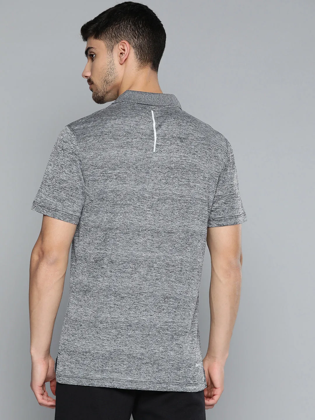 Alcis Men Black Polo Collar Anti Static Slim Fit T-shirt Lightweight Knit Material Golf Clubhouse