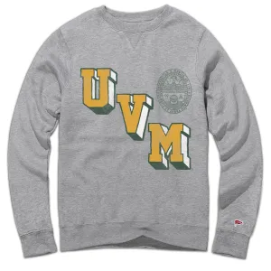 Elastic hem horseback riding outfit University of Vermont Vintage Letterman Crewneck