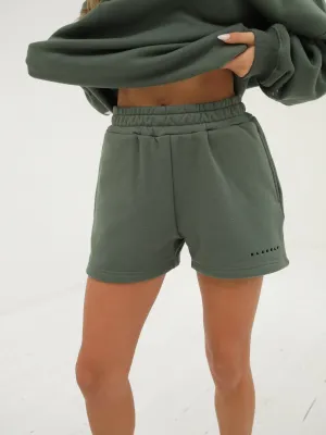 Bold Patterns Beach Bound Isabel Jogger Shorts - Khaki Green