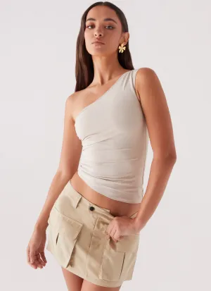 Timeless Style Heart To Heart Cargo Mini Skirt - Beige