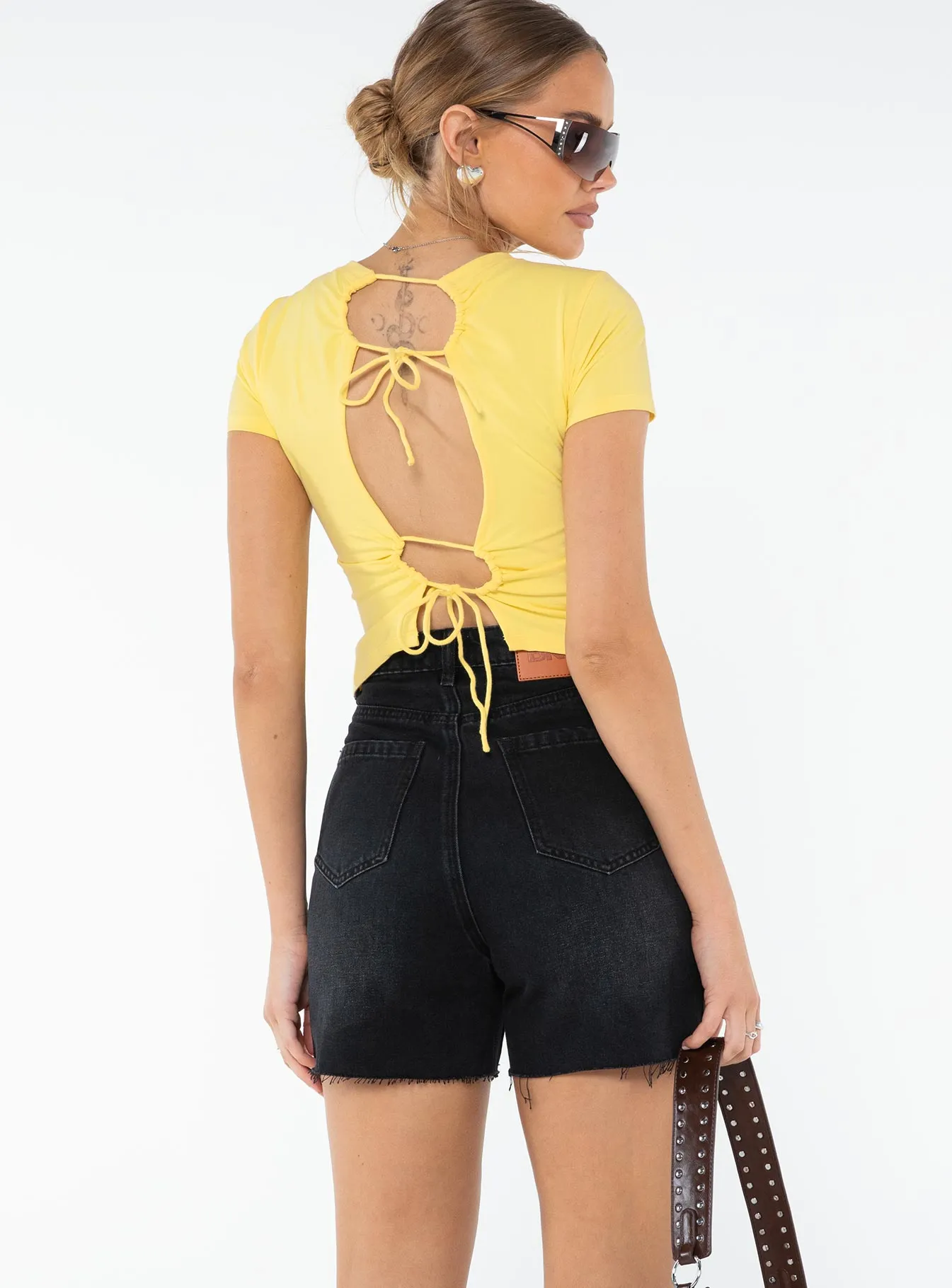 Impala Shorts Washed Black Denim french chic