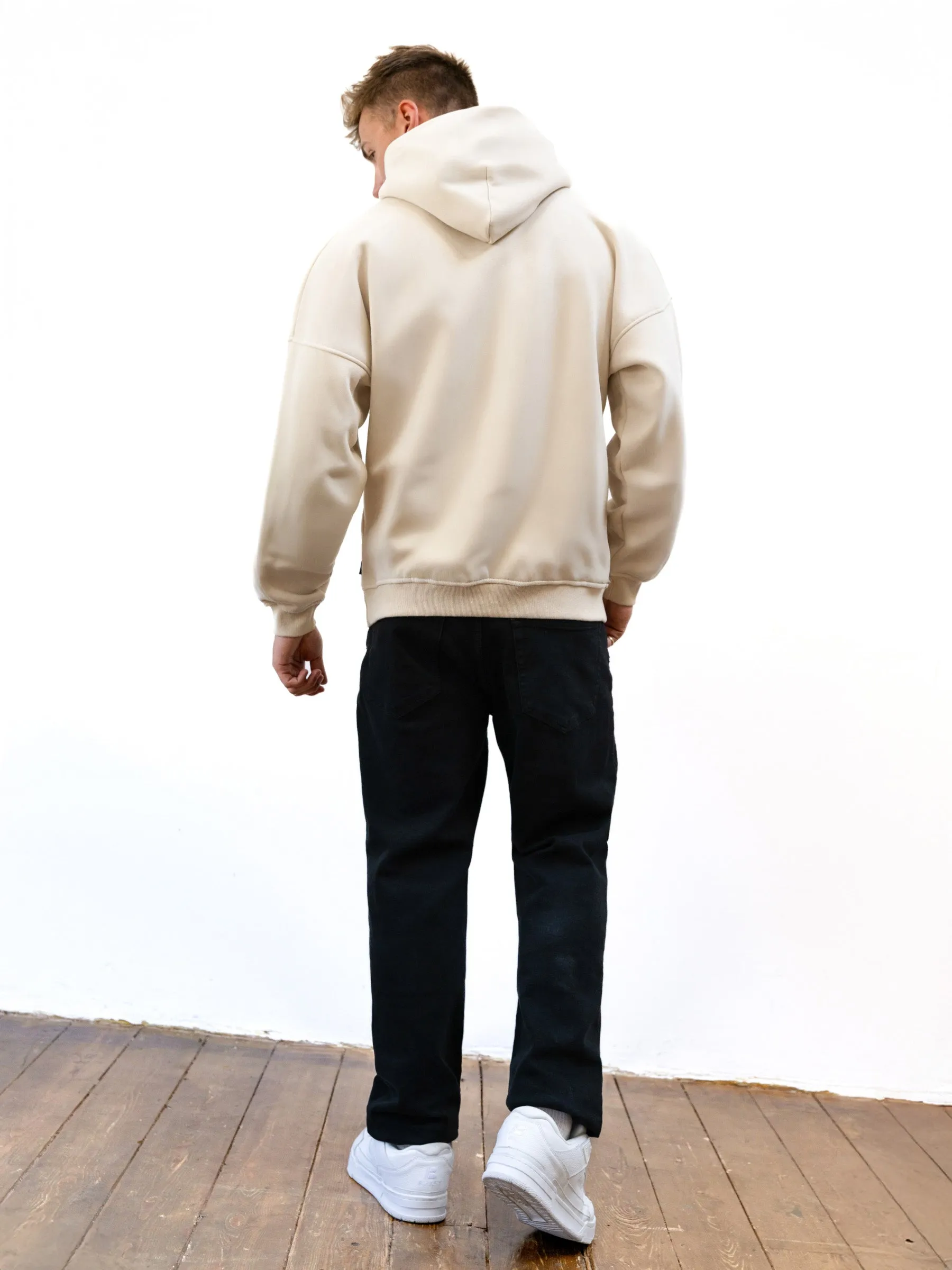 Button up pockets Middle Eastern style Sami Relaxed Hoodie - Bone