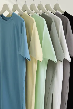 7 Pack Athletic Fit Crew Neck T-Shirt in Black/ Grey/ White/ Sage/ Mint/ Lemon/ Blue Bold Look casual outing