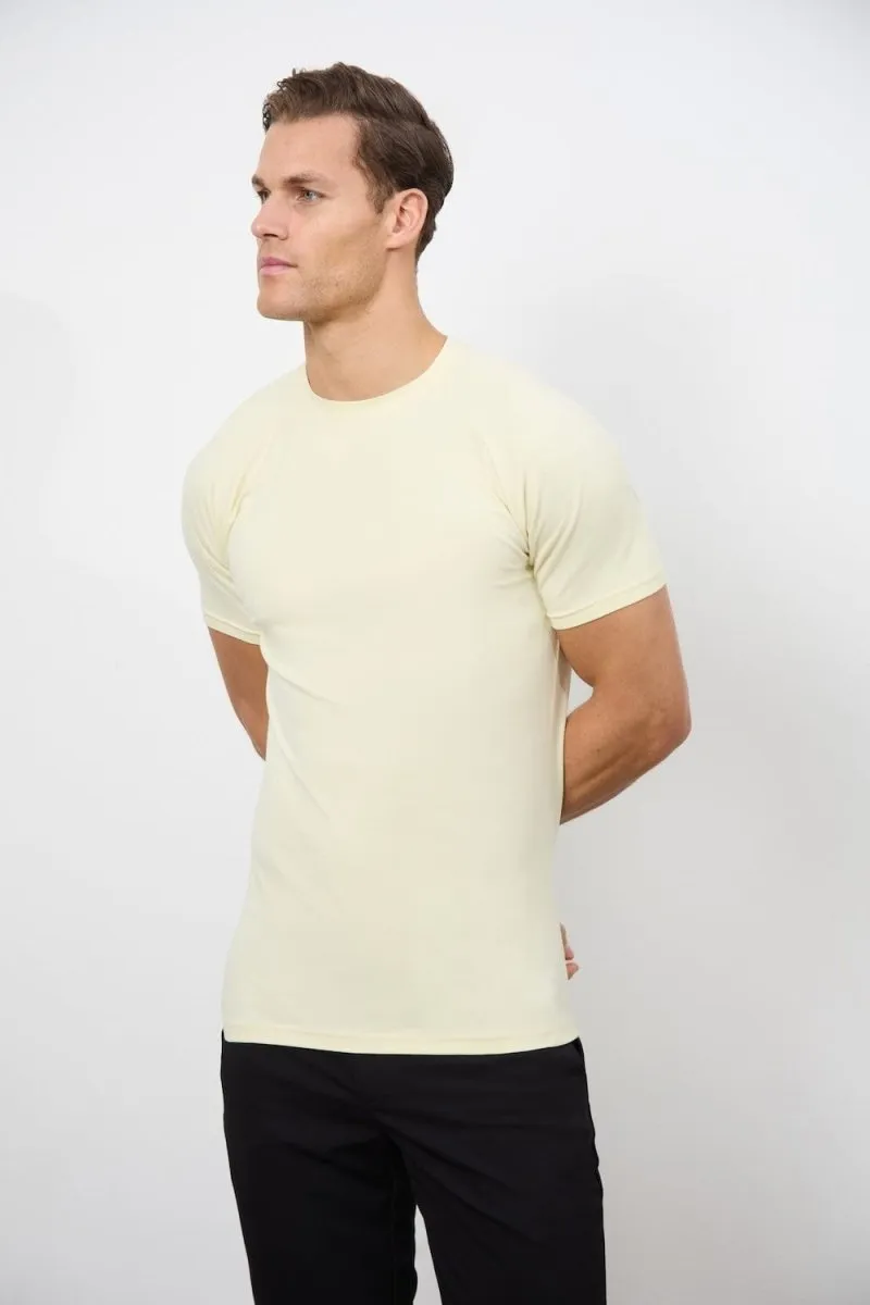 7 Pack Athletic Fit Crew Neck T-Shirt in Black/ Grey/ White/ Sage/ Mint/ Lemon/ Blue Relaxed Torso Fit