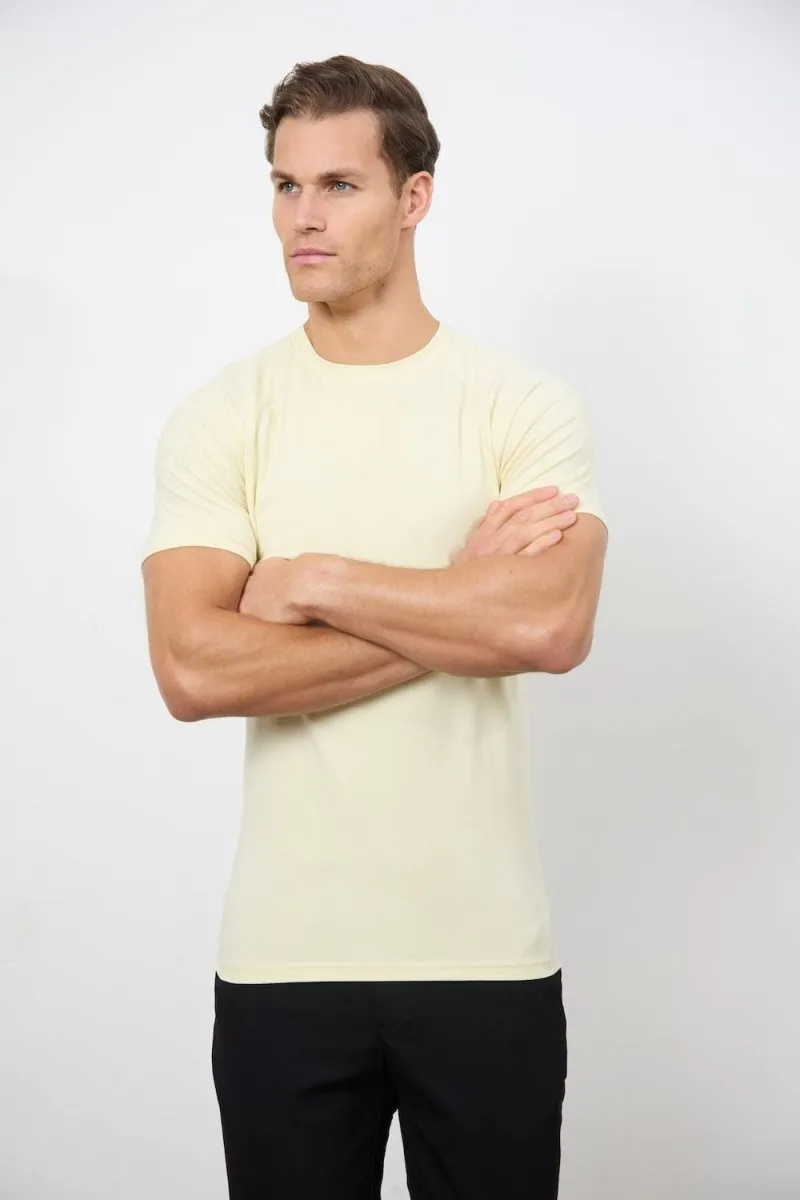 Low Profile Collar FadeResistant 7 Pack Athletic Fit Crew Neck T-Shirt in Black/ Grey/ White/ Sage/ Mint/ Lemon/ Blue