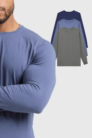 Athletic Fit Long Sleeve Easy 3-Pack Subtle Logo Placement