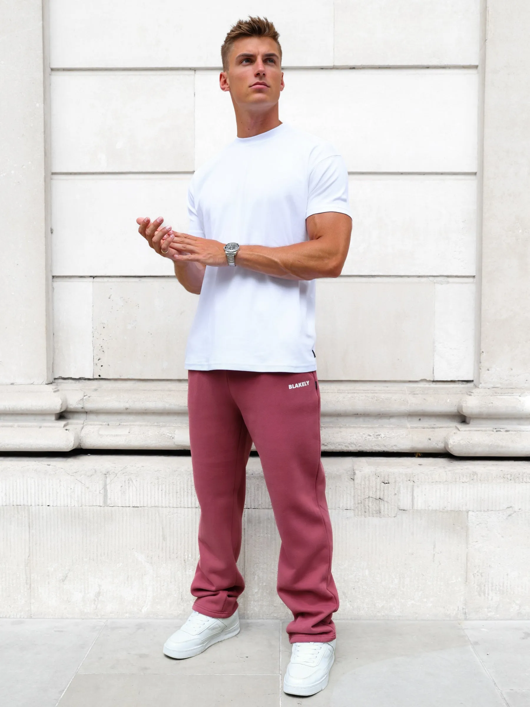 Relaxed Fit Design Arlo Wide Leg Sweatpants - Dark Pink