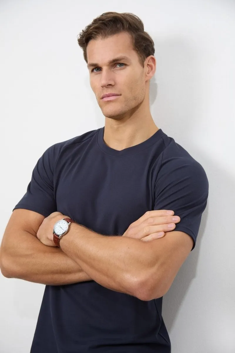 OUTLET SALEer Colorfast Dye Textured Jersey T-Shirt in Navy