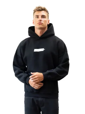 Oversized style Photography Ready Kobe Italic Relaxed Hoodie - Black