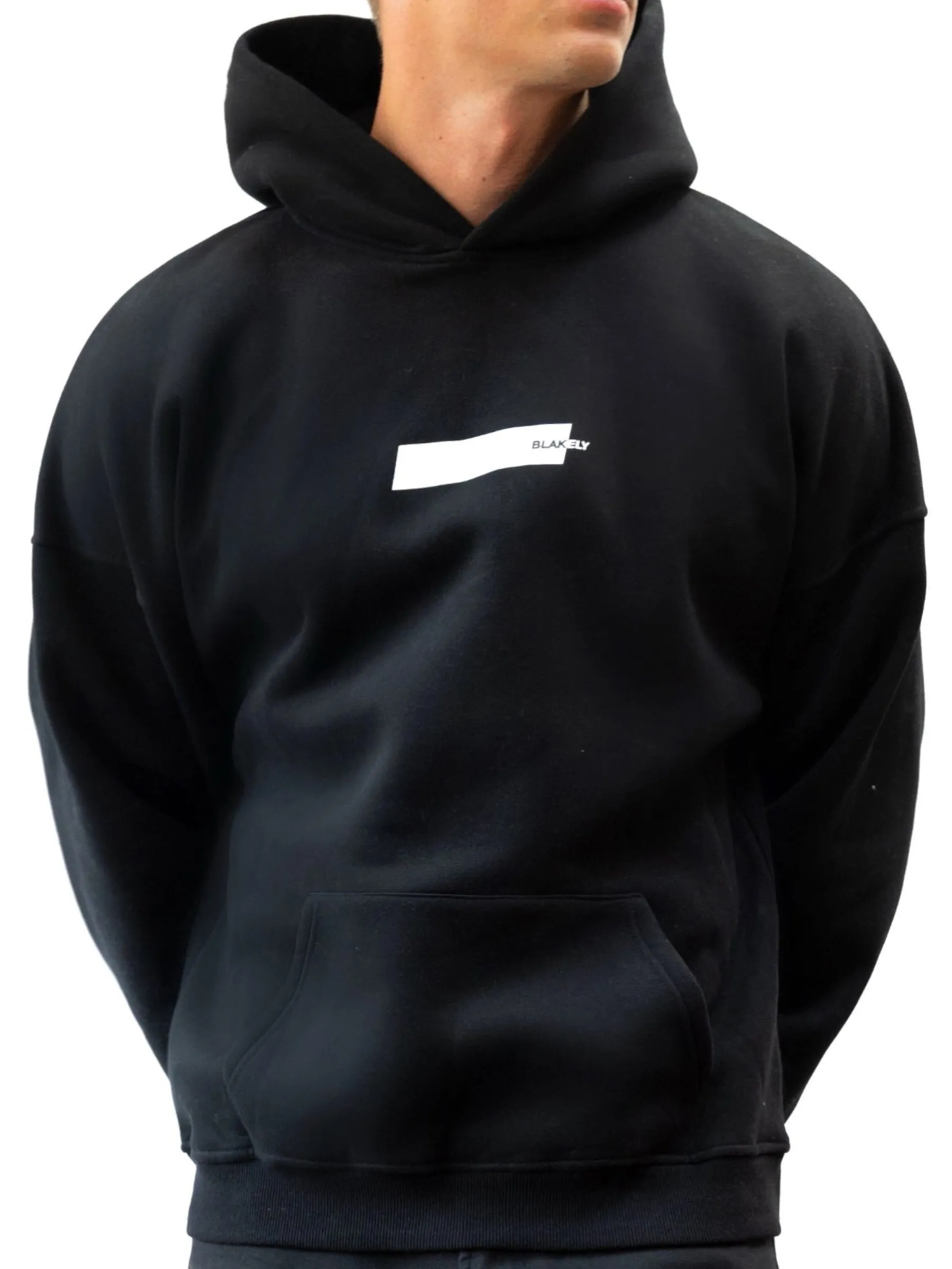 Kobe Italic Relaxed Hoodie - Black Durable Zipper Sustainable production