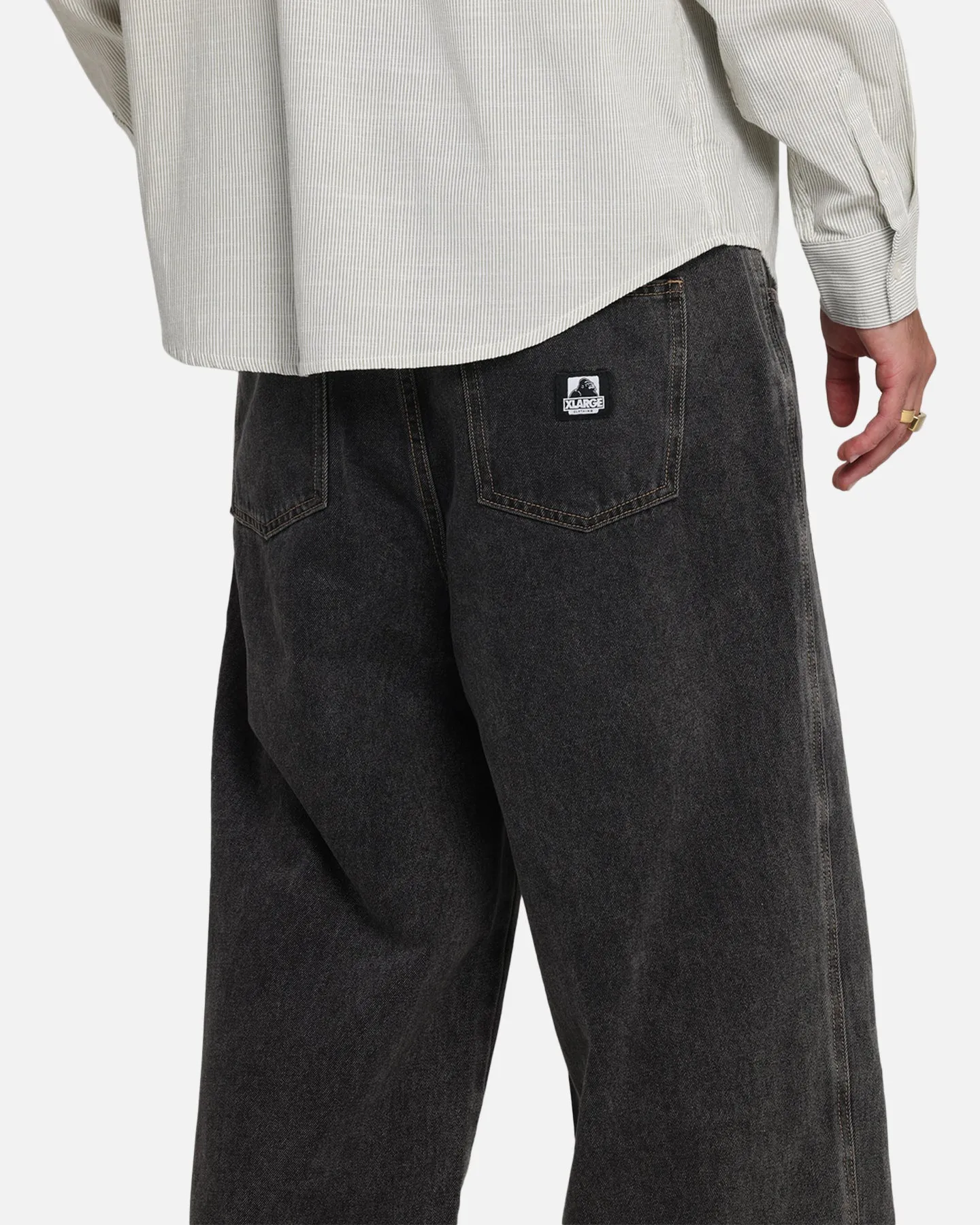 Comfortable Choice Party Look Classic Wear X-Large Baggy Bull Denim 91 Pants Washed Black