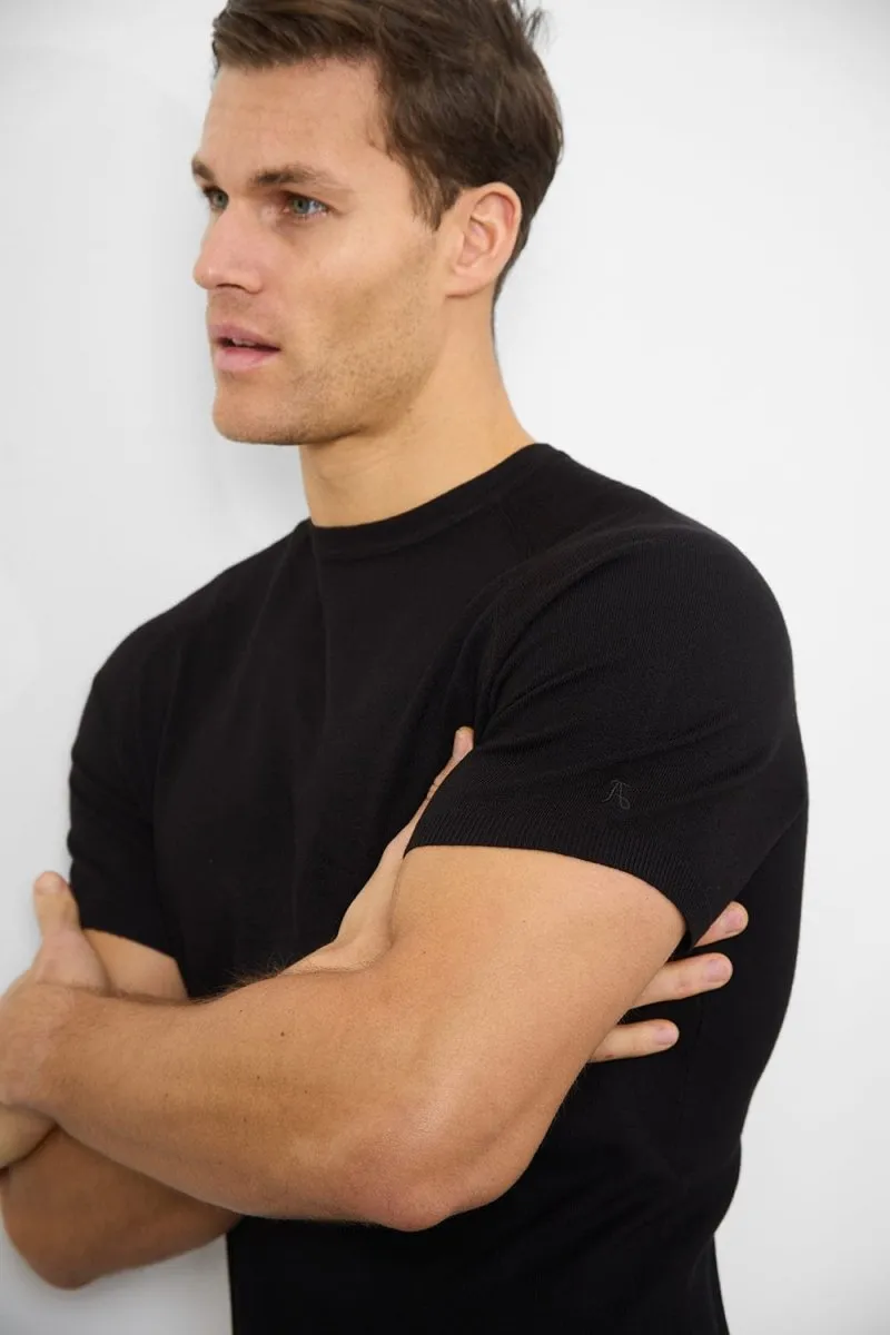 Picnic Cycling endurance Fine Gauge Knitted T-Shirt in Black