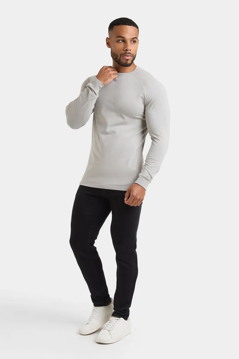 Athletic Fit Long Sleeve T-Shirt in Concrete Grey Odor Control Finish Geometric Print