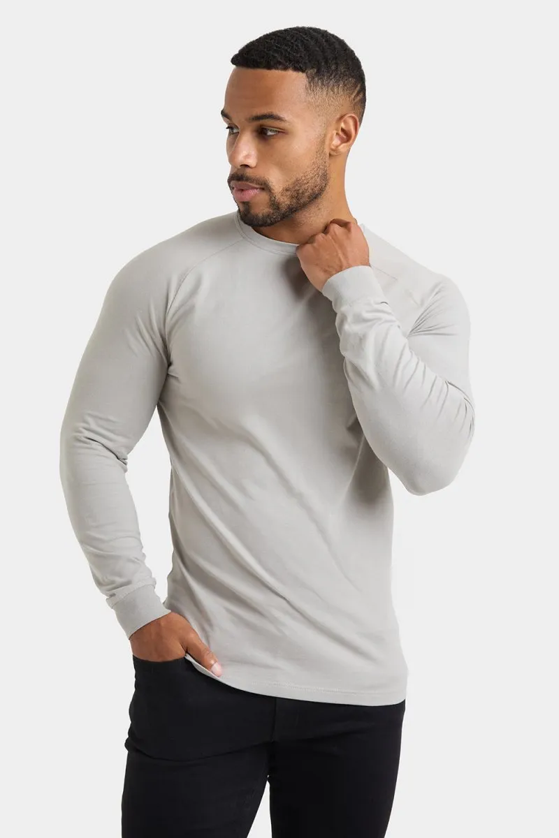 Athletic Fit Long Sleeve T-Shirt in Concrete Grey Comfortable Touch Casual Style