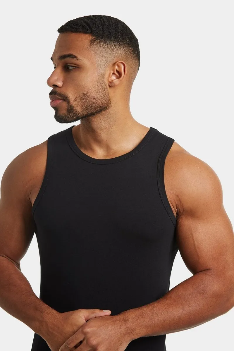 Athletic Fit Tank Top in Black men's clothing Wool combination