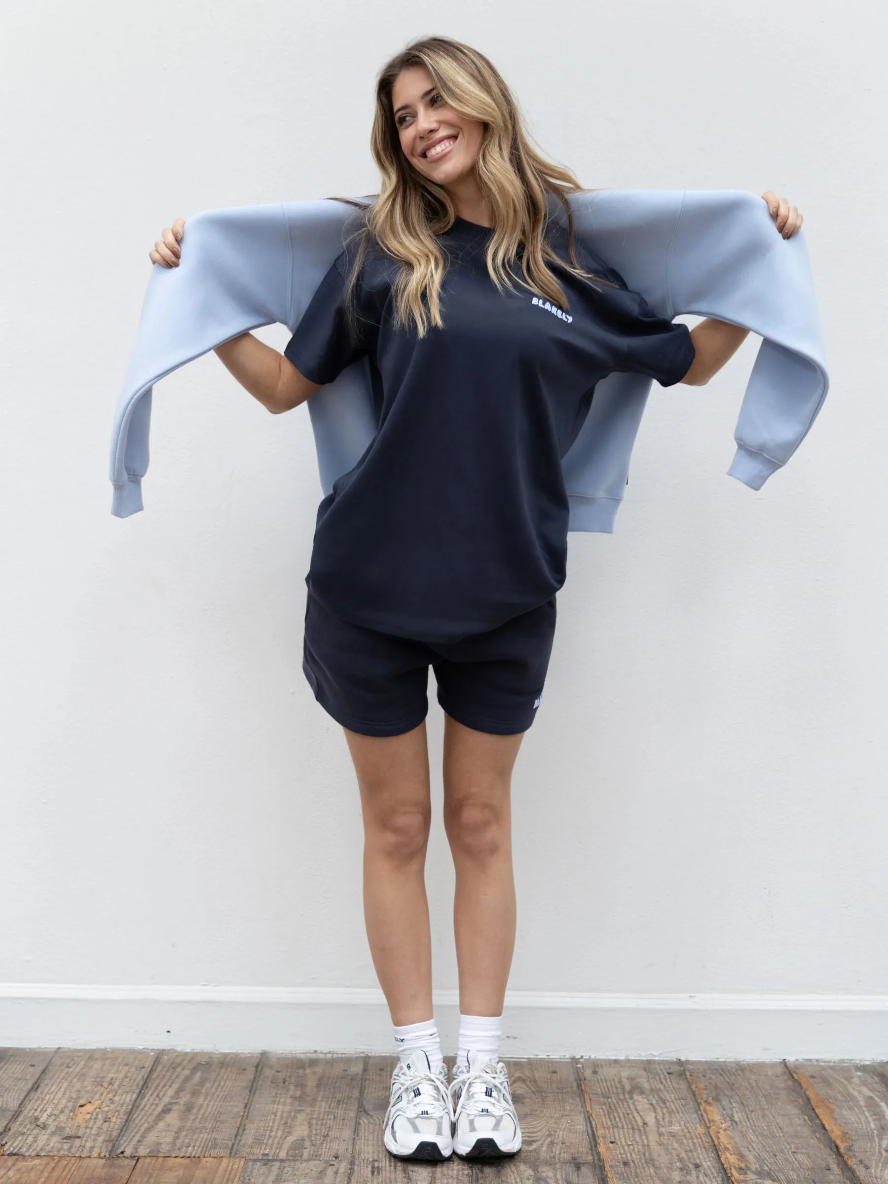 Cloud Print Oversized T-Shirt - True Navy Durable Color Retention Light and Soft