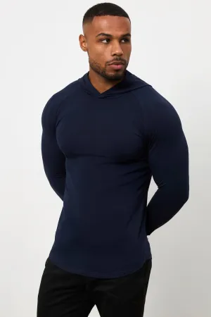 Hooded Top in True Navy Long sleeved warmth