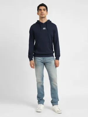 V-Neck Men's Solid Hooded Sweatshirt